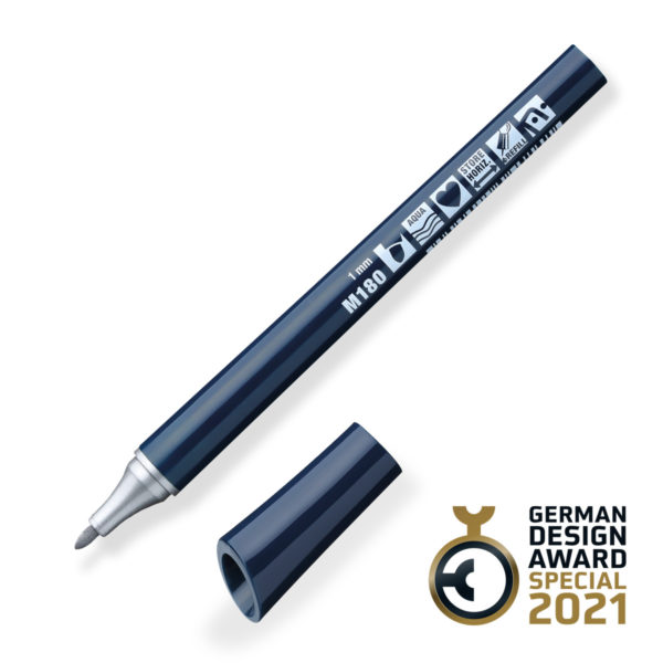 FineOne metallic round nib pen M180 White Silver - sold by Inky Thinking UK on behalf of Neuland Germany