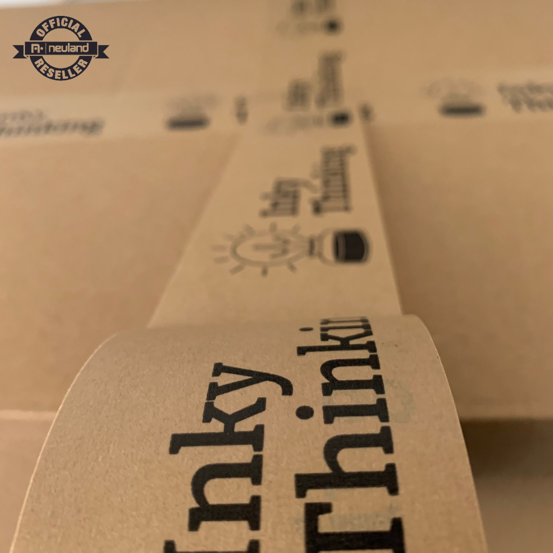 Image of Inky Thinking branded tape used in stock room for distribution of Neuland UK facilitation products