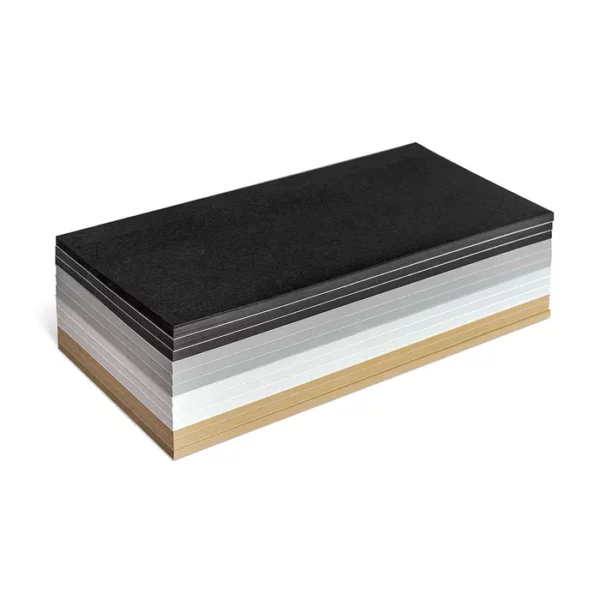 8002.120A Neuland Stick-It rectangular cards in black, brown, grey and white.
