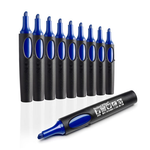 Set of 10 Blue No.One Wedge nib Neuland marker pens in pack, sold in Inky Thinking Shop UK